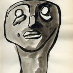 Marina Berdalet - Sèries - Caps i capitells - Cap de fang cuit - Santuari de la Serreta. Museu d’Alcoi - Tinta xinesa sobre paper - 20 x 30 cm - 8.1.1994