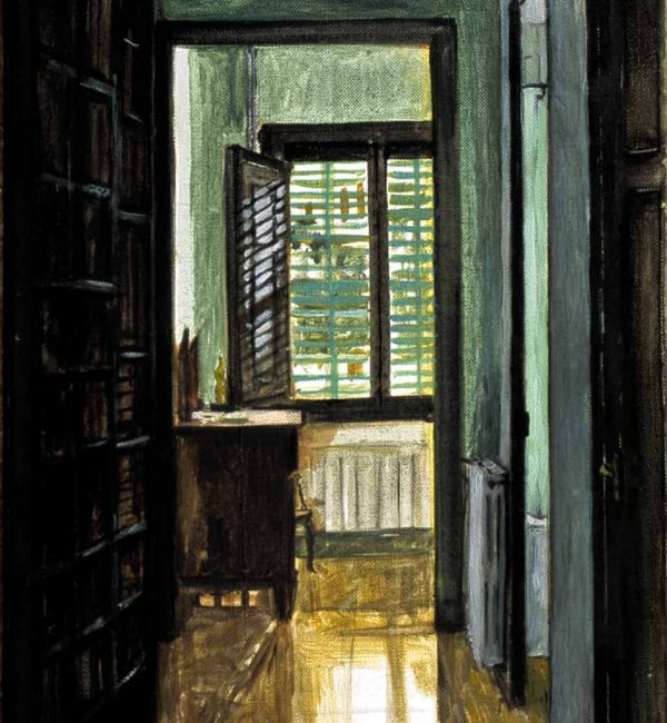 Marina Berdalet - Sèries - apunts i obra del natural - a.m.-p.m - Interior amb finestra - oli sobre tela - 27 x 35 cm - 2002