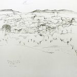 Marina Berdalet - Sèries - apunts i obra del natural - Villarroya de la Sierra des del Cerro o Pinar de la Sierra - Llapis grafit sobre paper - 30 x 30 cm -20.8.2006
